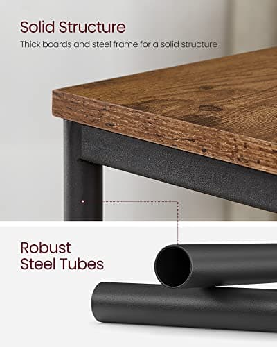 VASAGLE Rustic Brown & Black Side Table Set, Living Room, Bedroom, Office, Bathroom