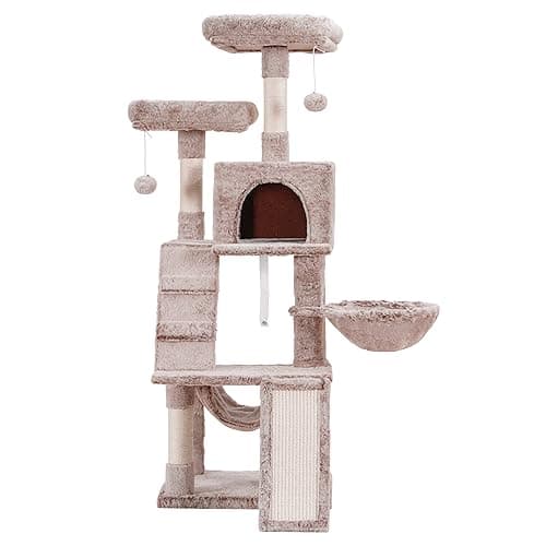 Heybly Cat Tree with Plush Perch and Scratching Board for Indoor Cats
