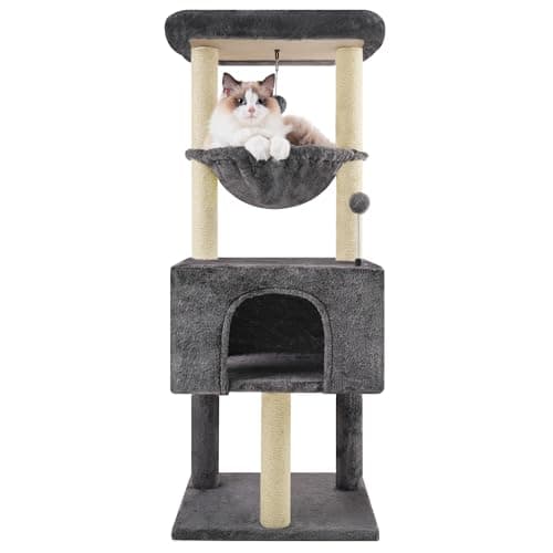 -grey multi-level cat tree tower for indoor cats — Darkgrey