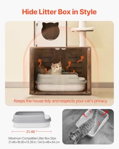 VEVOR 2-in-1 Cat Tree with Litter Box & Multi-Level Tower