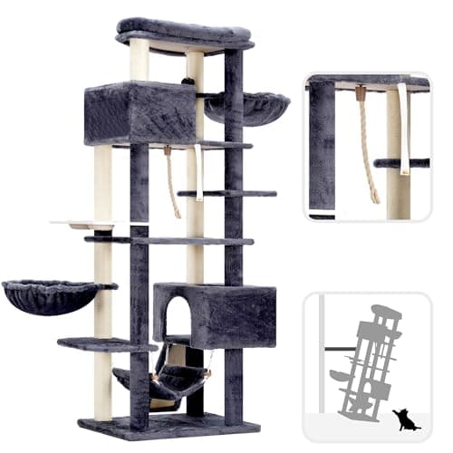 Smoky Gray Multi-Level Cat Tree Tower for Large Cats MPJ036G