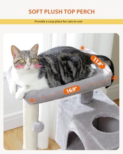 Light Grey Cat Tree with 2 Condos & 31.5" Tower for Indoor Pets