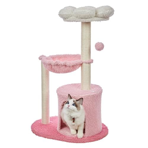 GRANNY SAYS Pink Cat Tree - 35" Indoor Scratching Tower with Hammock & Ball