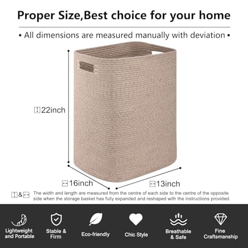 OIAHOMY Large Brown Variegated Laundry Hamper Basket