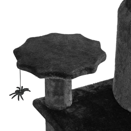 BEWISHOME Gothic Cat Tree with Coffin Bed & Scratching Ramp Black MMJ92R