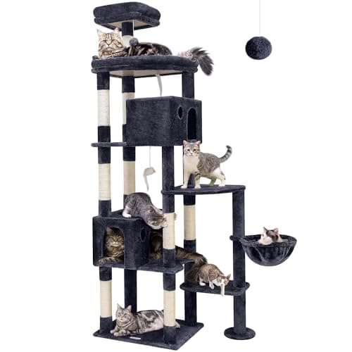 Giant 83 Inch Cat Tree for Large Cats, 9 Scratching Posts, Dark Grey — Dark Grey
