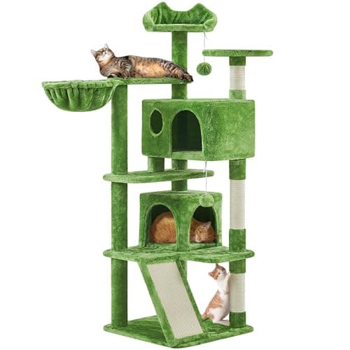 Topeakmart 57" Multi-Level Cat Tree with scratching posts & pink playhouse — Green