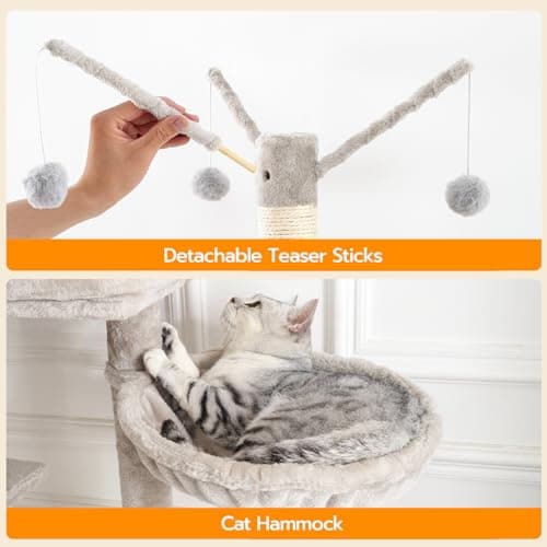 HOOBRO White Cat Tree Tower with Litter Box Enclosure WT15MZ03