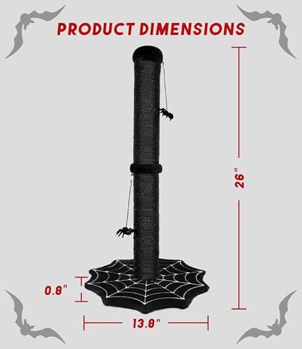 Halloween Goth Cat Scratching Post with Spider Toys