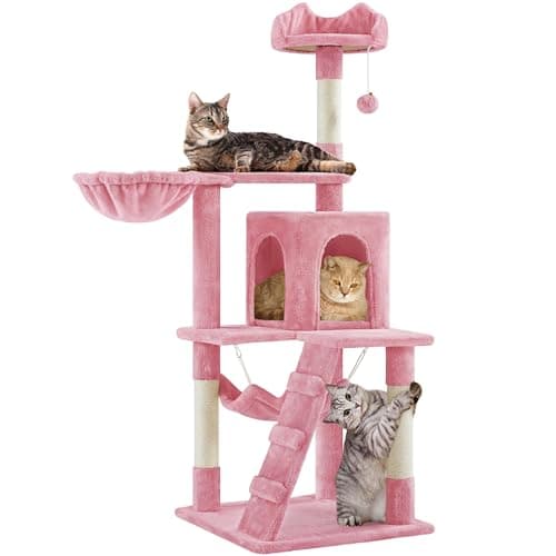 Yaheetech 54in Pink Multi-Level Cat Tree with Hammock