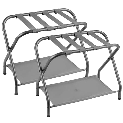 Folding Luggage Rack Set for Bedroom and Hotel - Pack of 2 — Gray