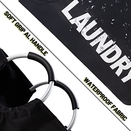 Twira 90L Large Laundry Basket, Collapsible & Waterproof, Padded Handles, Black