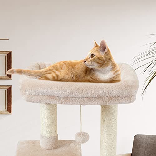 Beige Sisal Cat Tree withJump Platform and Scratching Posts