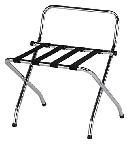 Kings Brand Chrome Black Metal Foldable High Back Luggage Rack