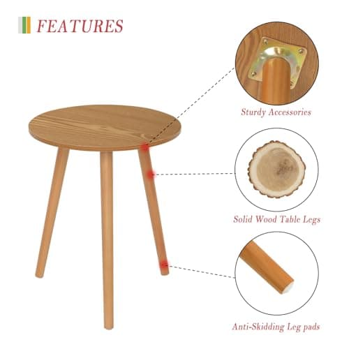 Awaseen Solid Wood Brown Living Room Side Table