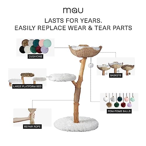 MAU LIFESTYLE Alpine White Wooden Cat Climbing Tree Tower