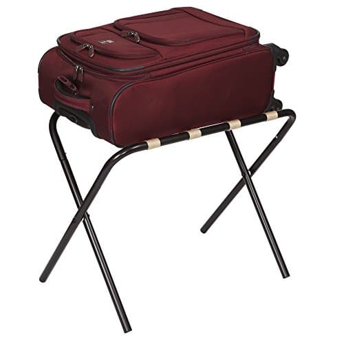 2126-1 Black Frame Khaki Straps Folding Luggage Rack