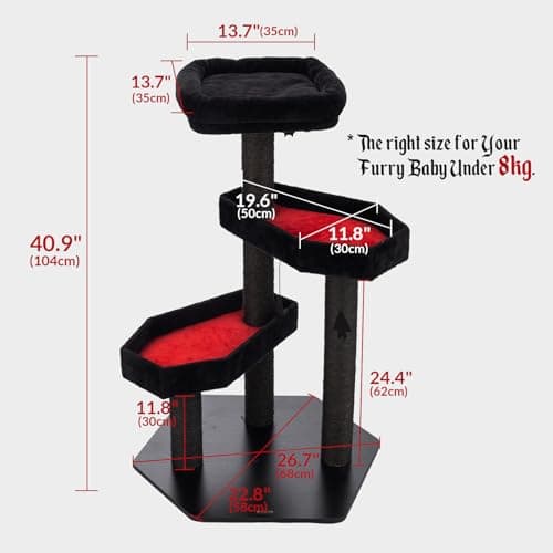 Happy & Polly Gothic Cat Tree with Coffin Bed & Scratching Posts - Large Cat Activity Center