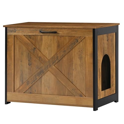 Dwanton Cat Litter Box Furniture with Reversible Entrance — Warm Brown