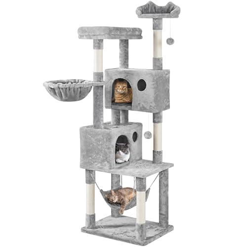 Yaheetech Large Cat Tower with Condos for Medium Cats Pink — Light Gray
