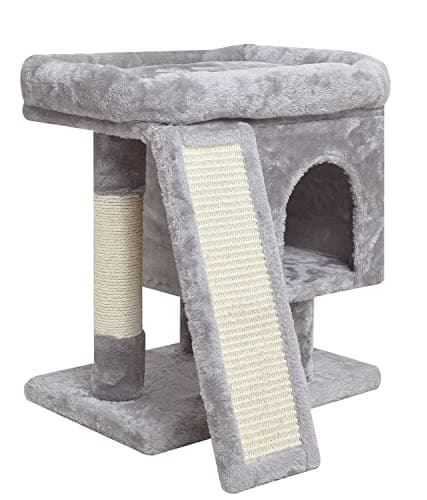 SYANDLVY Indoor Cat Tree for Large Adults with Scratching Post and Activity Tower (Smoky Grey) — Light Grey