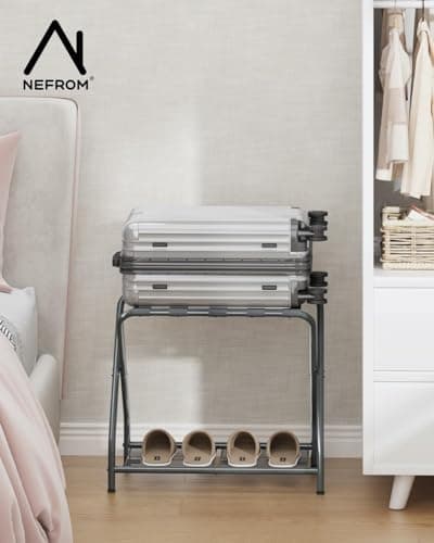 Foldable Suitcase Stand with Storage Shelf, LR-GY-1