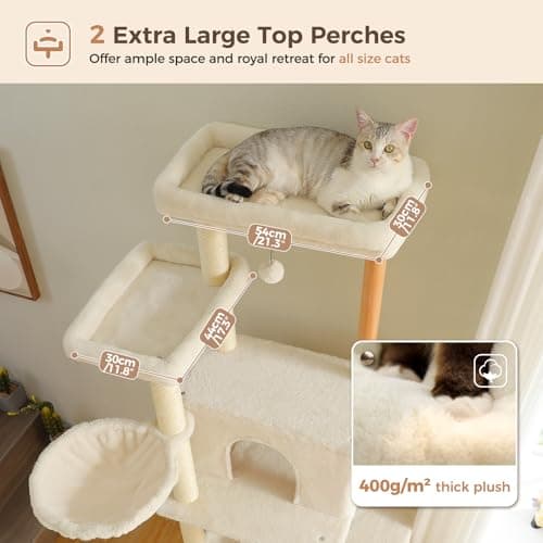 PAWZ Road Large Cat Tree, 73" Tall with 2 Hammocks & 2 Top Beds
