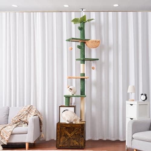 Adjustable Cactus Cat Tower with Cozy Basket and Scratching Board