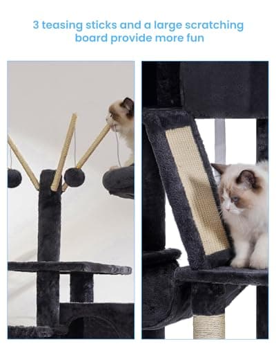 Smoky Gray MPJ019-SG Hey-Brother 53" Cat Tree for Indoor Cats
