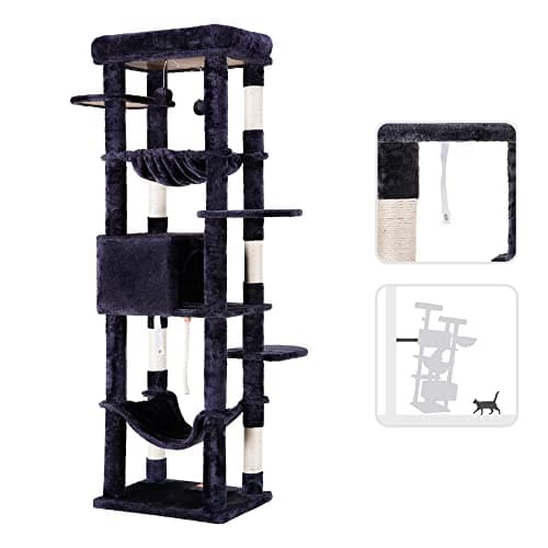 XXL Heavy Duty Cat Tree for Large Cats - 69 inches Tall with Multi-Level Furniture and Cozy Basket