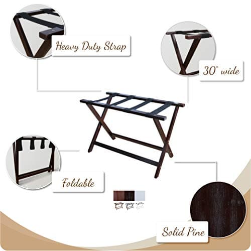 Solid Wood Heavy Duty 30" Extra-Wide Casual Home Luggage Rack