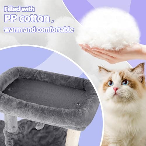 Grey Cat Tree with Condo & Scratching Post for Indoor Cats