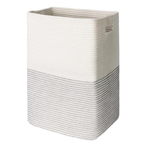 Tall Woven Laundries Basket - White, 16"x13"x22", 75L — White and Black Stripes