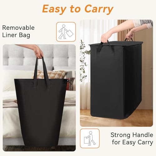 Chrislley 2 Section Double Laundry Basket, Black