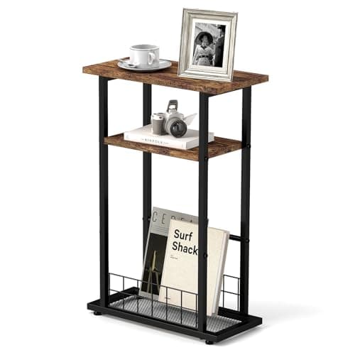 Rustic Brown 3-Tier Small Side Table for Living Room Spaces