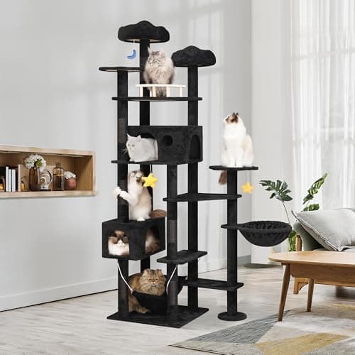 Large Multi-Level 85-inch Tall Cat Tree for Maine Coons with Scratching Post & Hammocks