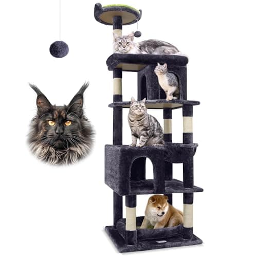 Sturdy 72in S72 Heavy Duty Cat Tree for Large Cats 20 lbs+ Light Grey — Dark Grey