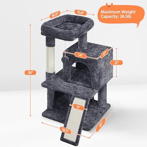 Yaheetech 36in Indoor Cat Tree with Perch, Scratching Posts & Dangling Ball
