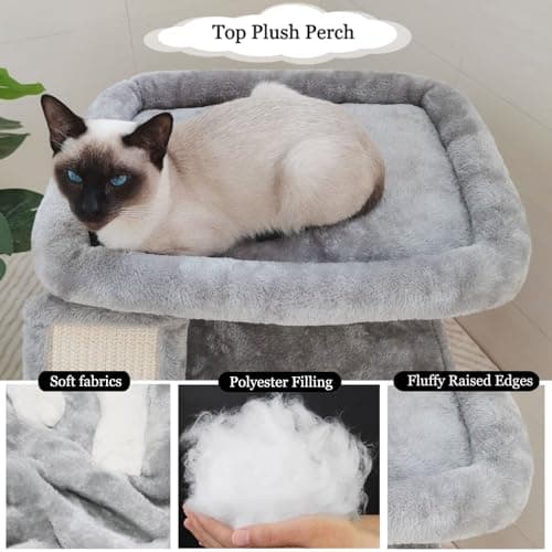 Light Grey Indoor Cat Tree with Scratching Post & Perch (Stable Condominium)