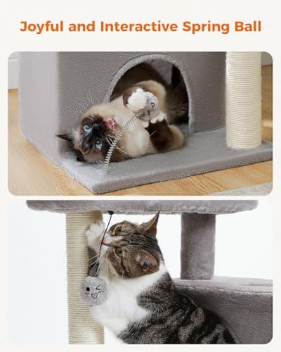 Light Grey Cat Tree with 2 Condos & 31.5" Tower for Indoor Pets