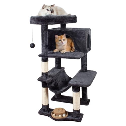 Grey Multi-Level Cat Tree with_scratching Posts & Playground for Indoor Cats