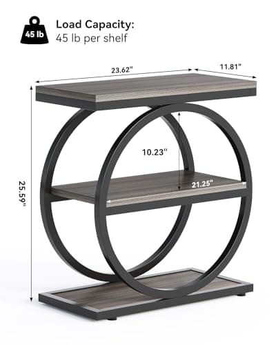 Little Tree 3-Tier Gray & Black End Table for Living Room and Bedroom