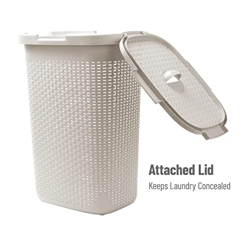 60L Slim Laundry Hamper with Lid, Set of 2, Ivory