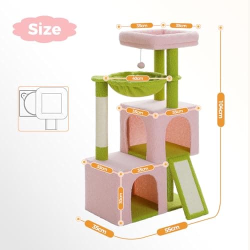 PAWZ Road Large Cat Tree, Multi-Level Pink Flower Tower for Indoor Cats