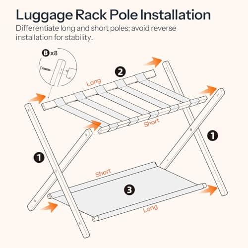 Bamboo HOOBRO Luggage Rack, Folding Holder with Straps, Brown & Black BR17XL01