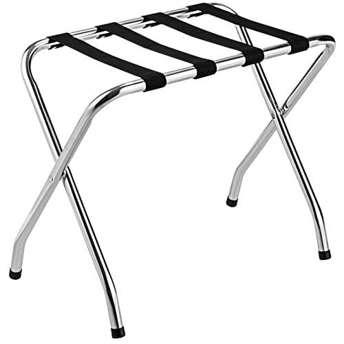 Tangkula Chrome Folding Luggage Rack, No Assembly Required, Silver