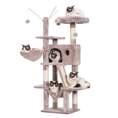Smoky Gray MPJ019-SG Hey-Brother 53" Cat Tree for Indoor Cats — Muchroom