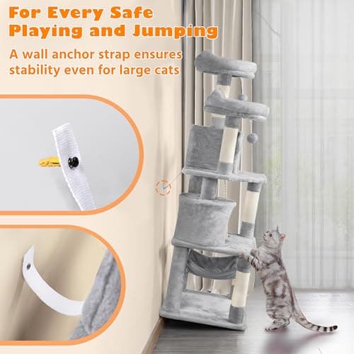 Yaheetech 62.2in Cats' Tree with Platform & Hammock for Indoor Play and Relaxing