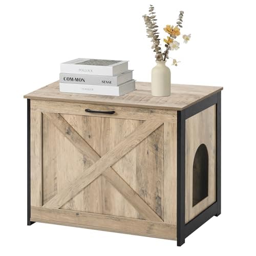 Dwanton Cat Litter Box Furniture with Reversible Entrance — Greige