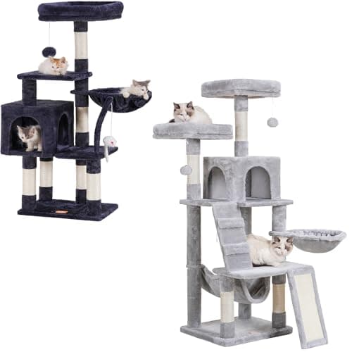 Heybly Cat Tree with Toy: Cozy Indoor Condo for Cats with Plush Perch and Sisal Scratching Posts